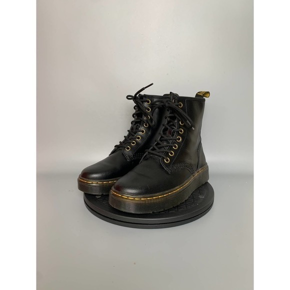 Womens Dr. Martens Zavala Leather Combat Boots Size 5 Black - Picture 2 of 6
